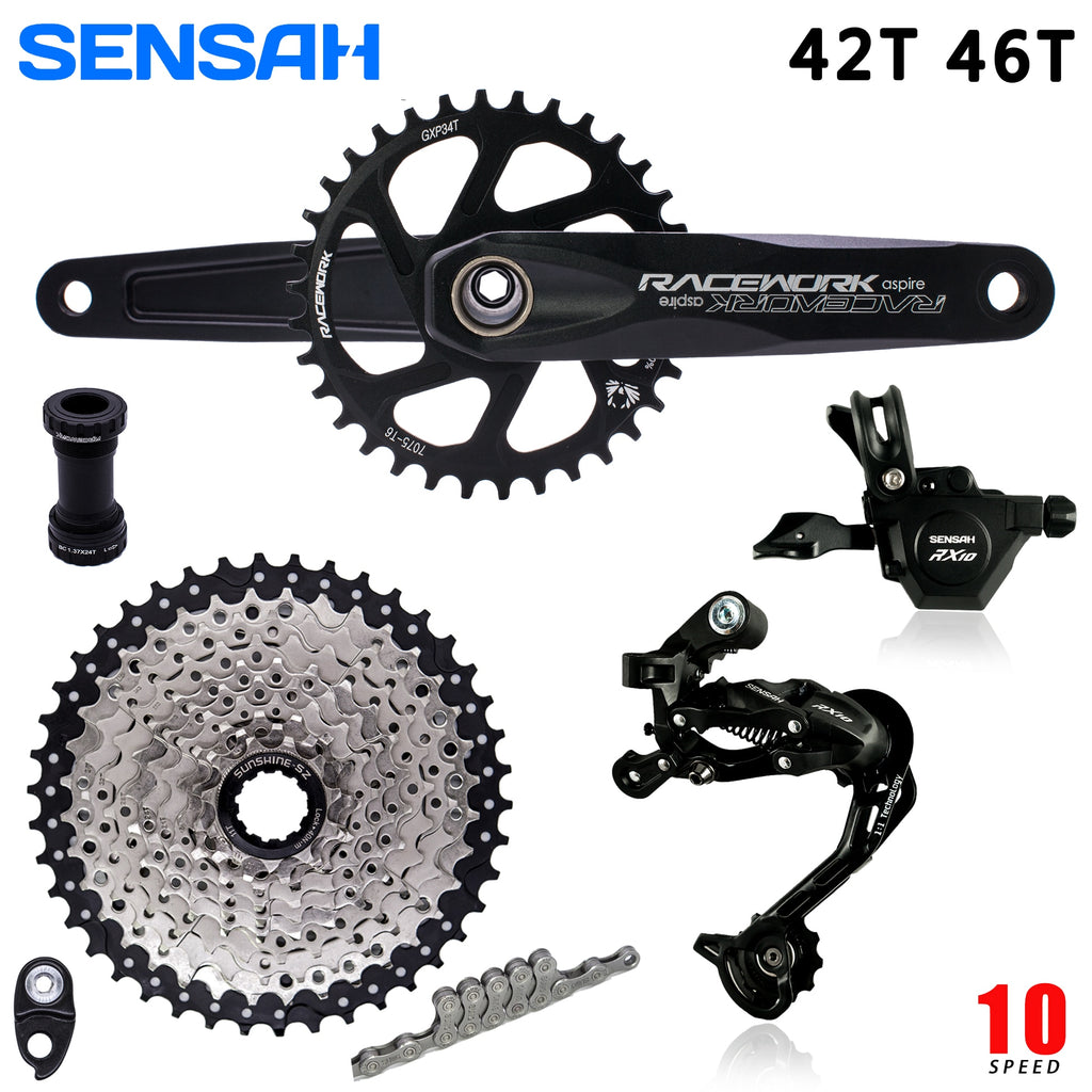 SENSAH RX 1x10 S Speed Bicycle Crank Trigger Shifter Rear Derailleur 10s Cassette 42T 46T Chain MTB Group Set For M6000 DEORE A5